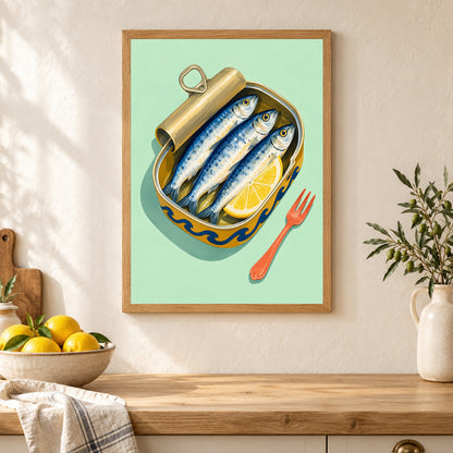 Affiche cuisine sardines au citron — mise en situation
