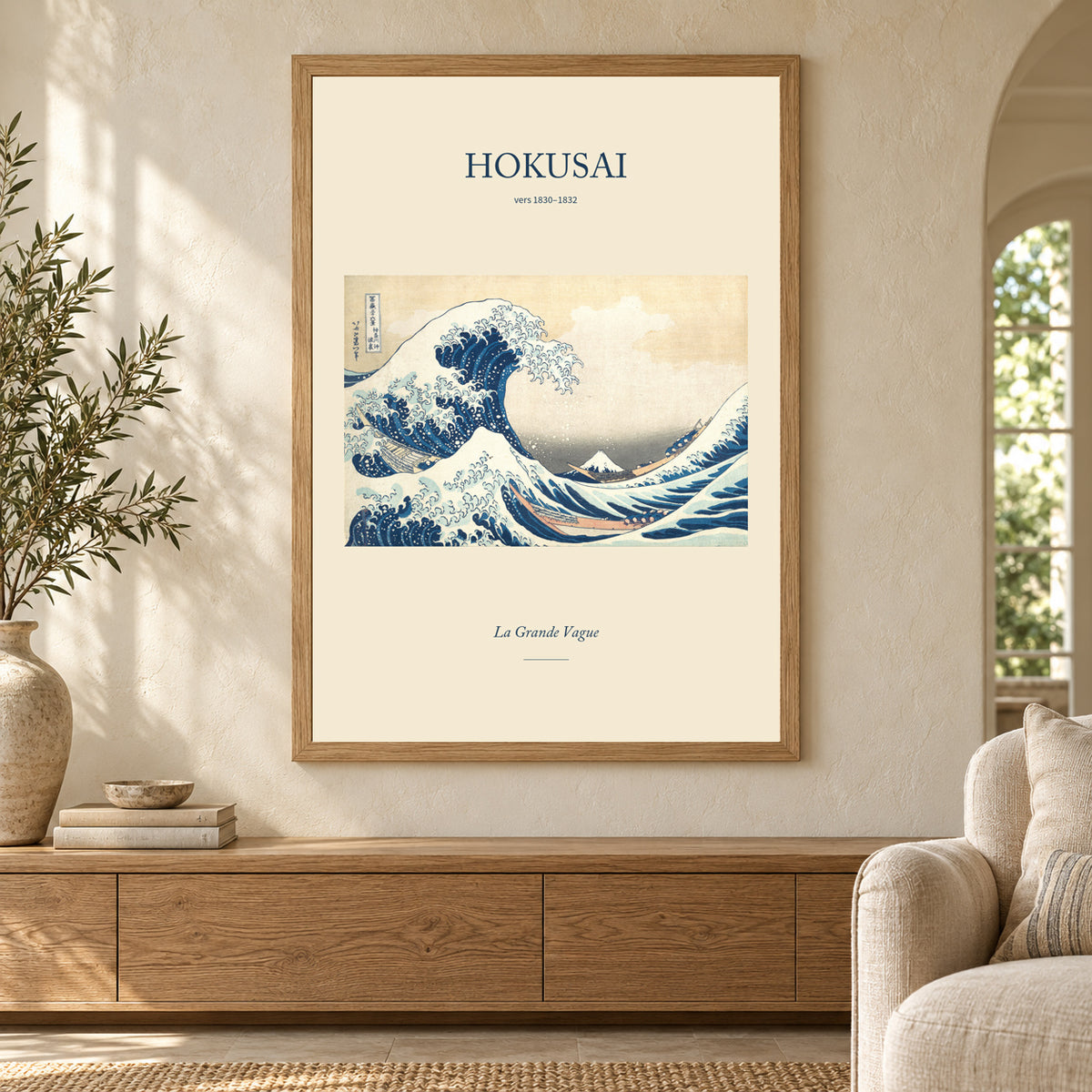 Affiche Hokusai – La Grande Vague de Kanagawa — mise en situation