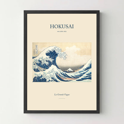 Affiche Hokusai – La Grande Vague de Kanagawa — cadre noir