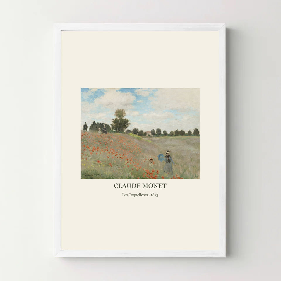 Affiche Monet – Les Coquelicots — cadre blanc