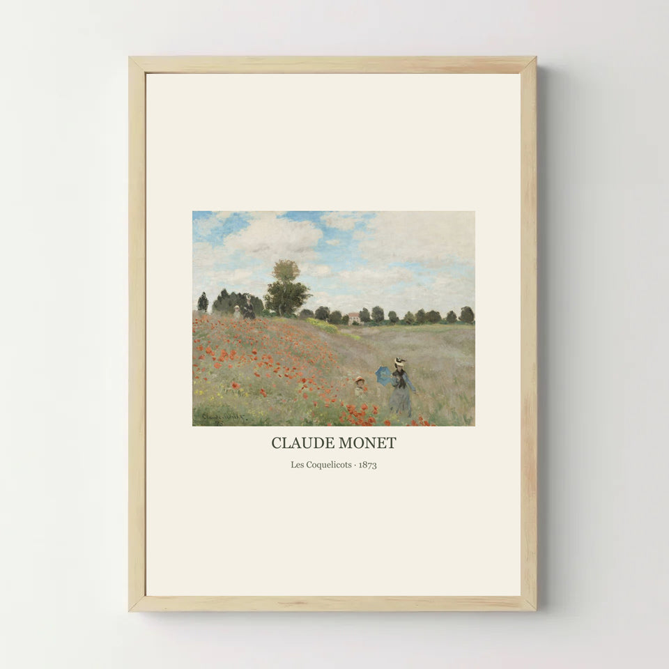 Affiche Monet – Les Coquelicots — cadre bois