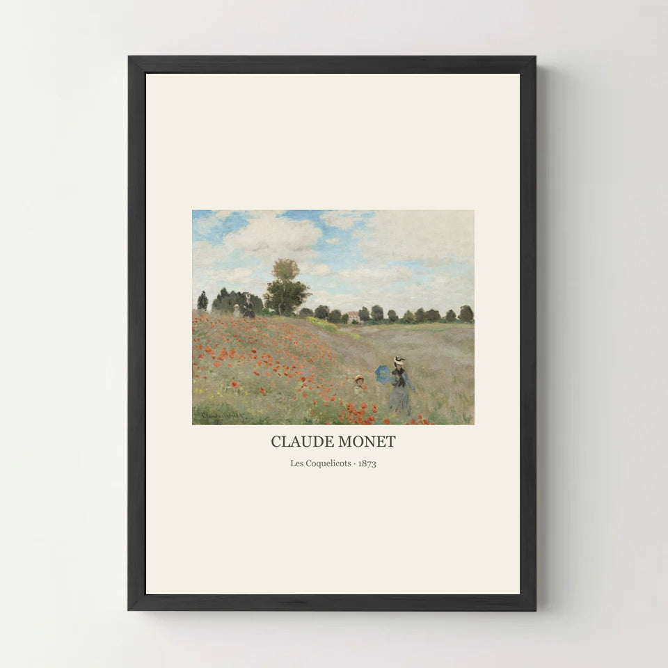 Affiche Monet – Les Coquelicots — cadre noir