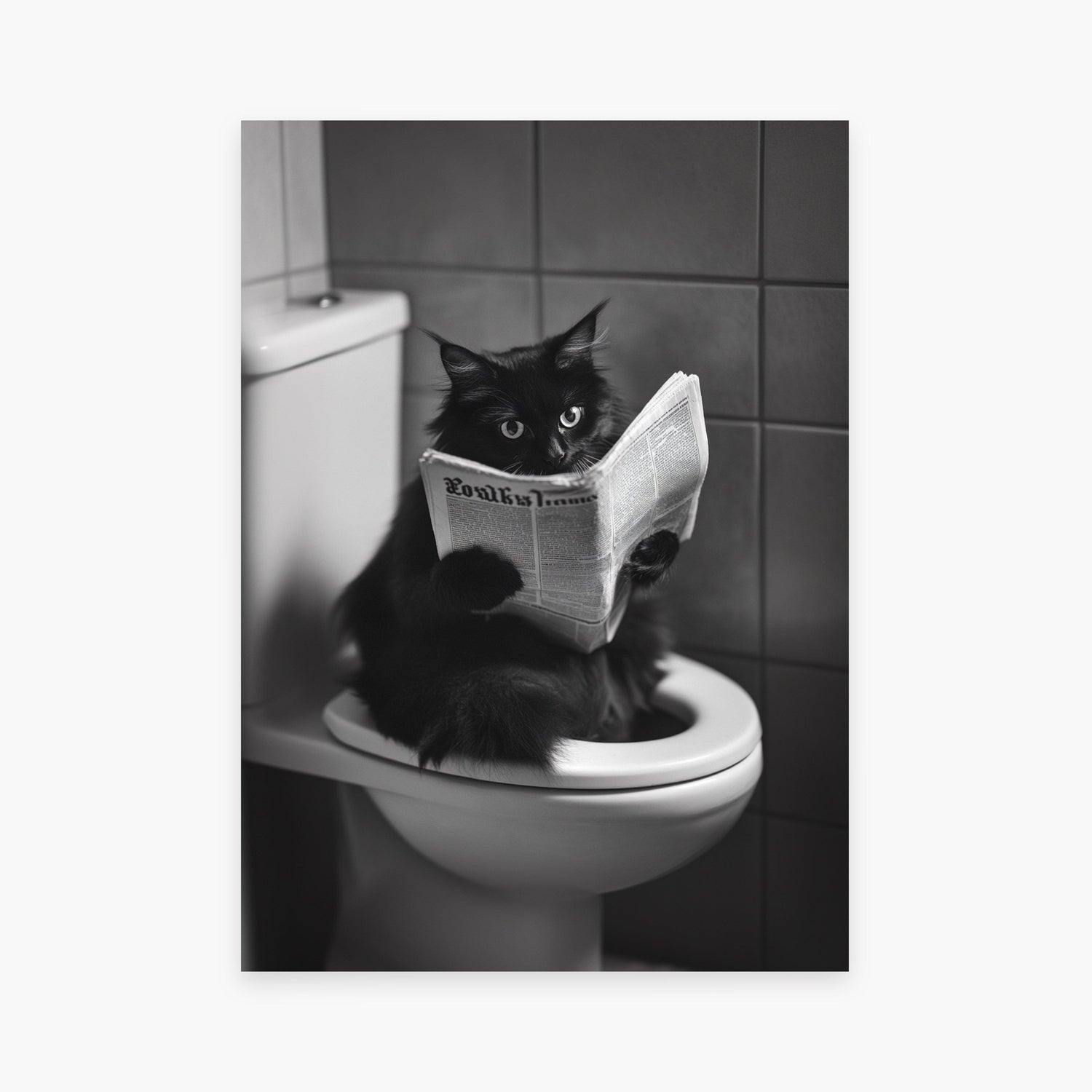 Affiche Humour WC - Chat aux toilettes - cestfrancais.fr