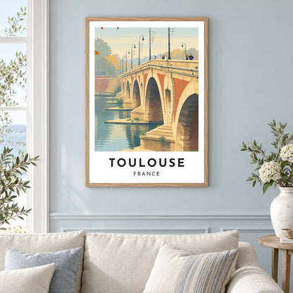 Affiche Toulouse – Le Pont-Neuf sur la Garonne – mise en situation dans un intérieur, cadre selon l’option choisie