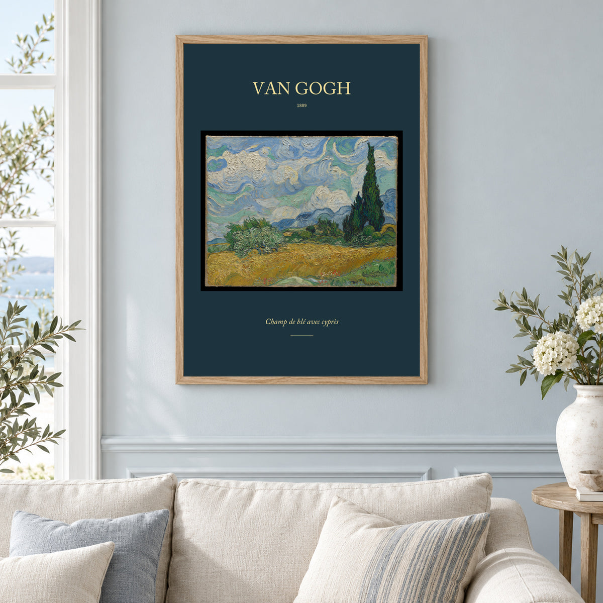 Affiche Van Gogh – Champ de blé avec cyprès — mise en situation