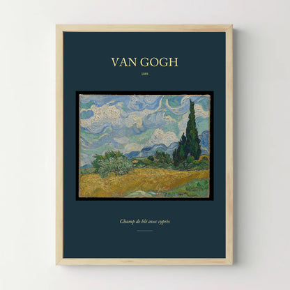 Affiche Van Gogh – Champ de blé avec cyprès — cadre bois