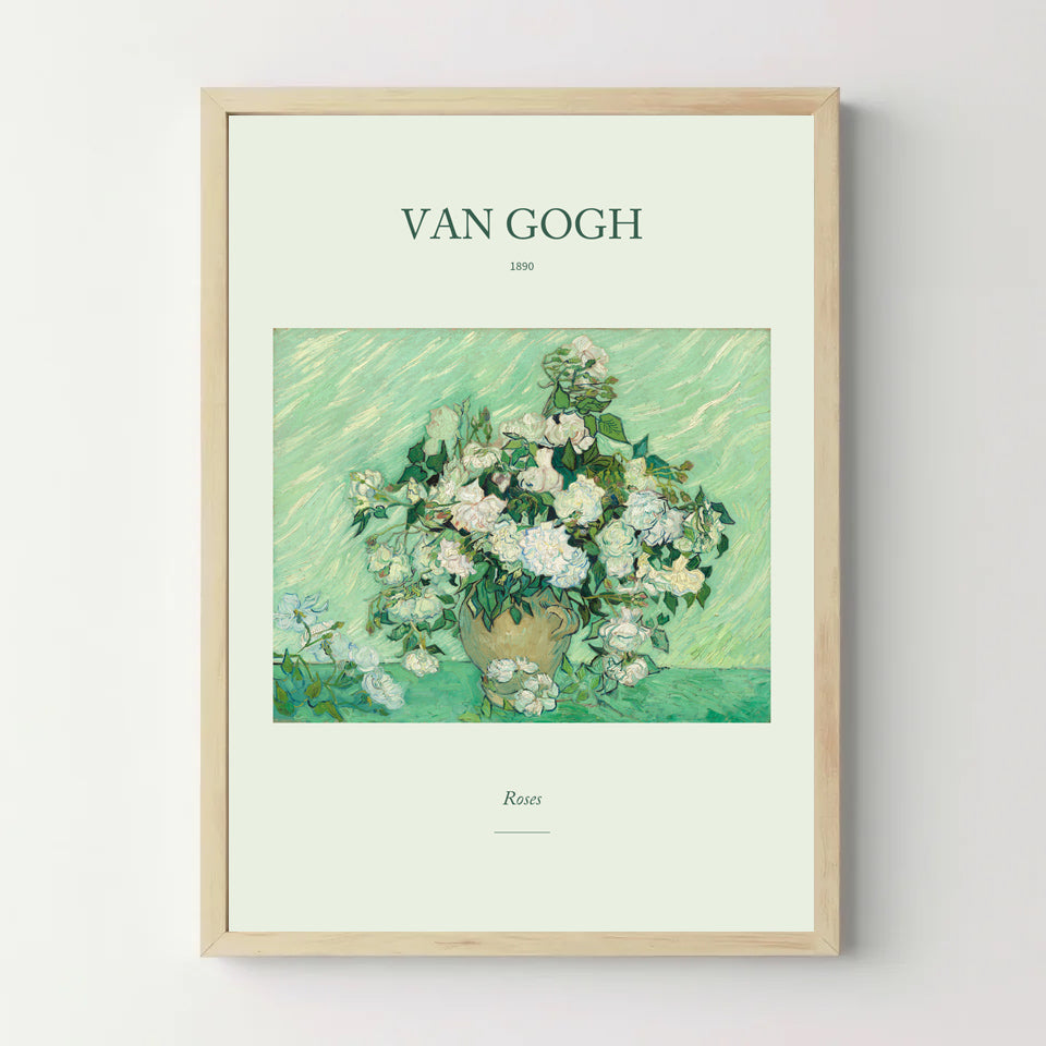 Affiche Van Gogh – Roses — cadre bois