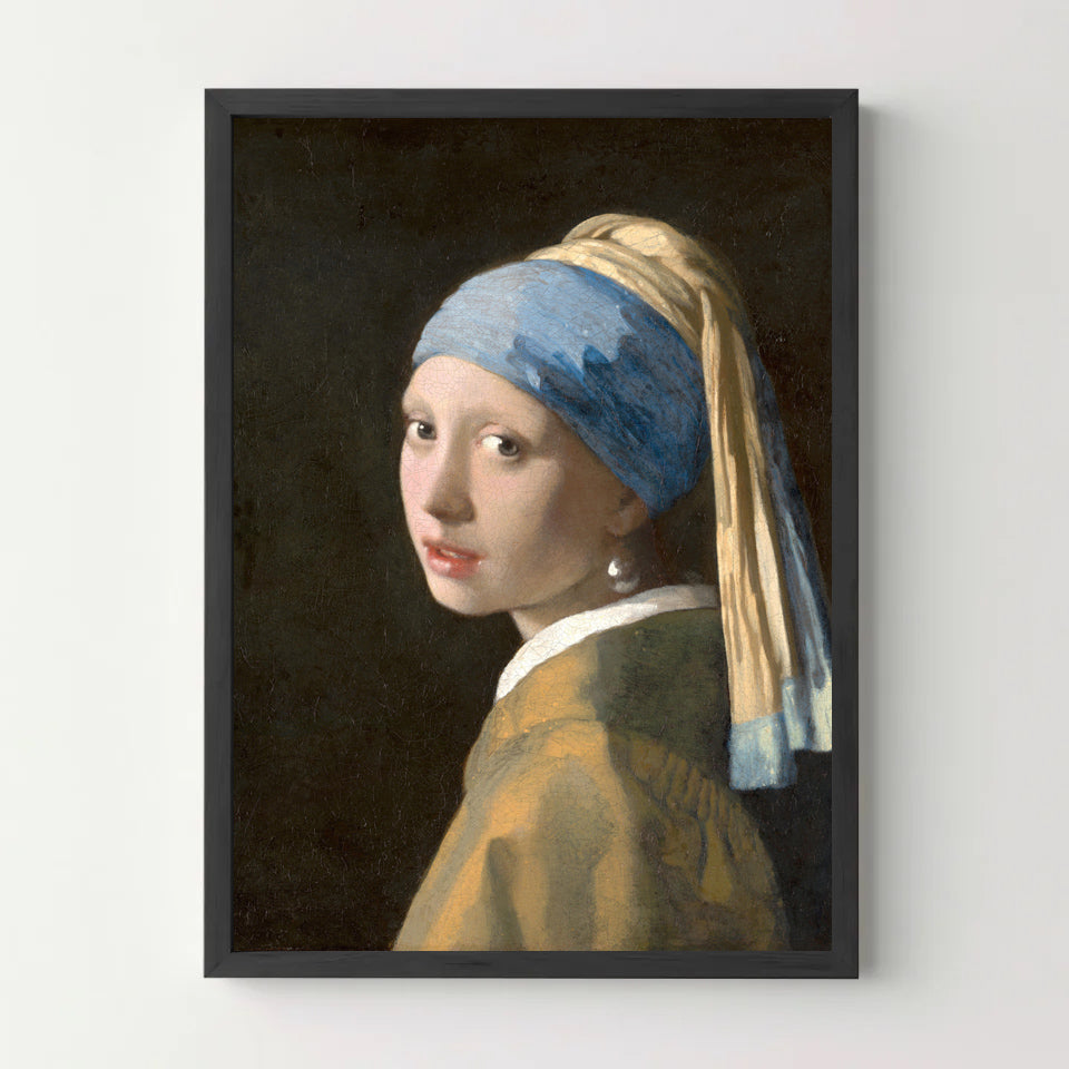 Affiche Vermeer – La Jeune Fille à la perle — cadre noir