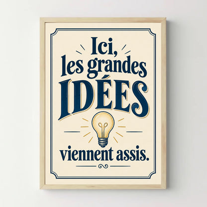 Affiche WC grandes idees – cadre bois