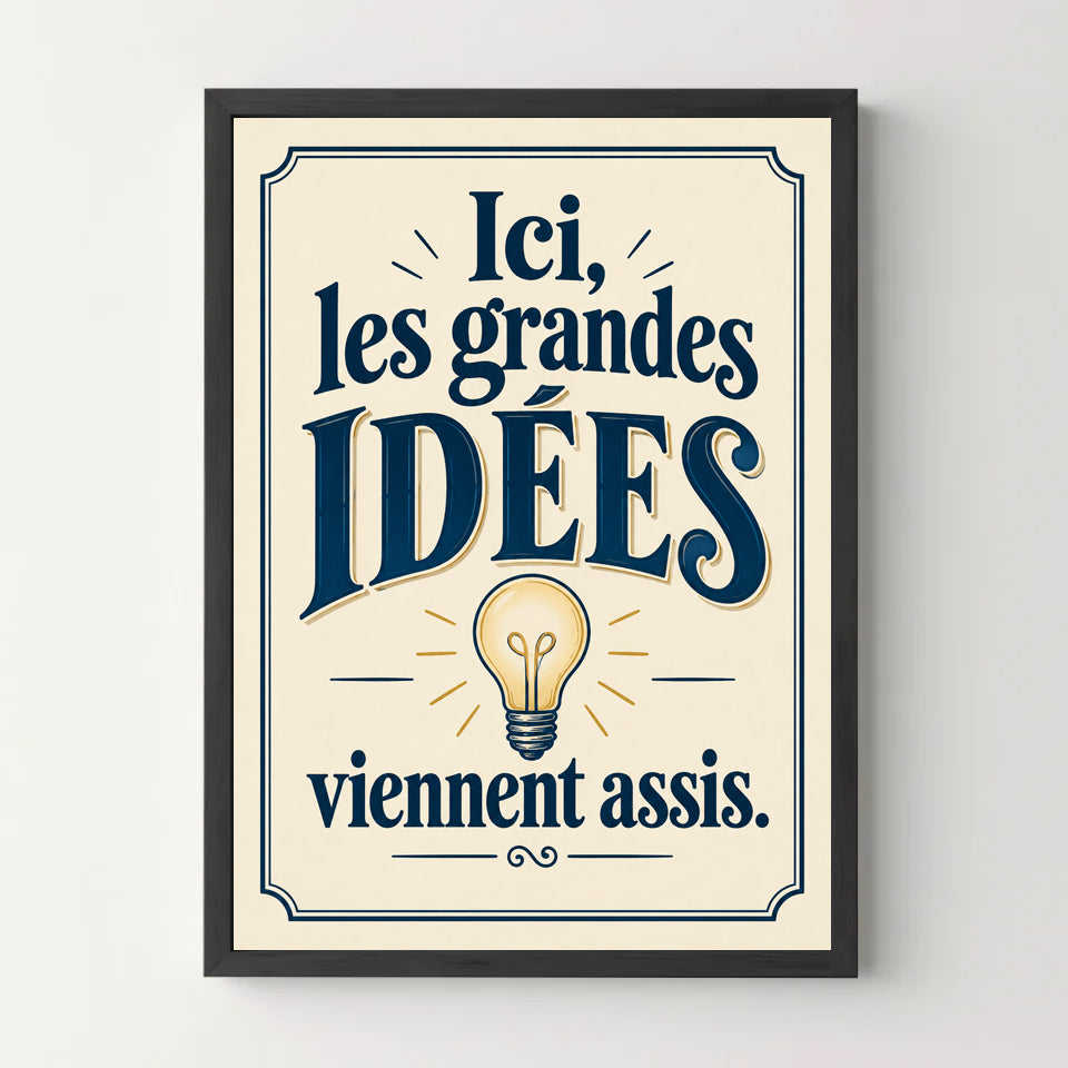 Affiche WC grandes idees – cadre noir
