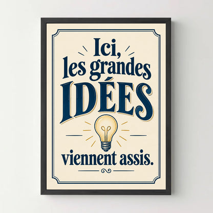 Affiche WC grandes idees – cadre noir