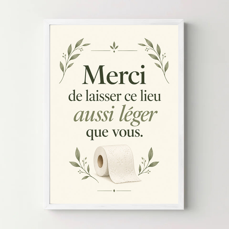 Affiche WC leger – cadre blanc