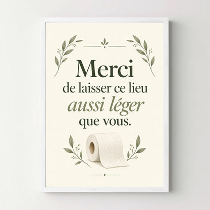 Affiche WC leger – cadre blanc