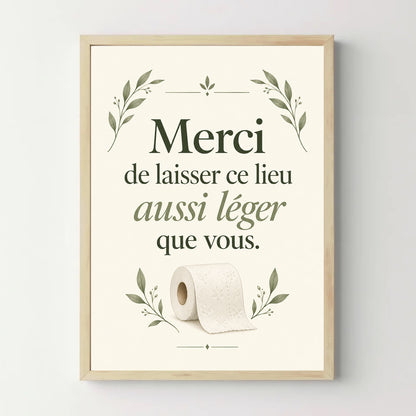 Affiche WC leger – cadre bois