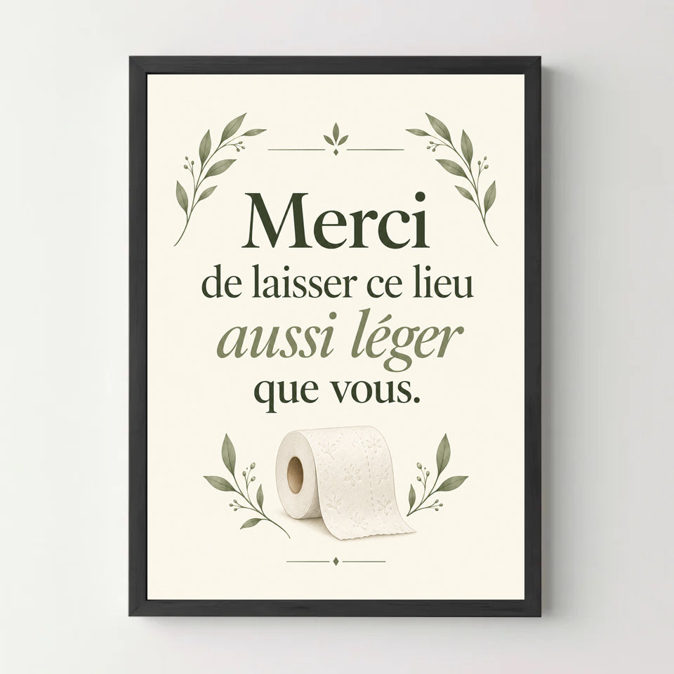 Affiche WC leger – cadre noir