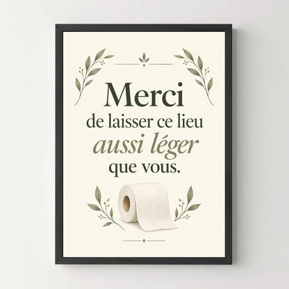Affiche WC leger – cadre noir