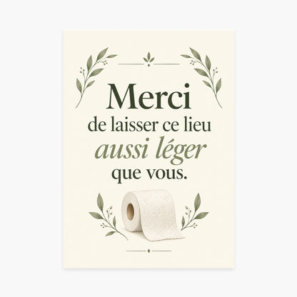 Affiche WC leger – sans cadre