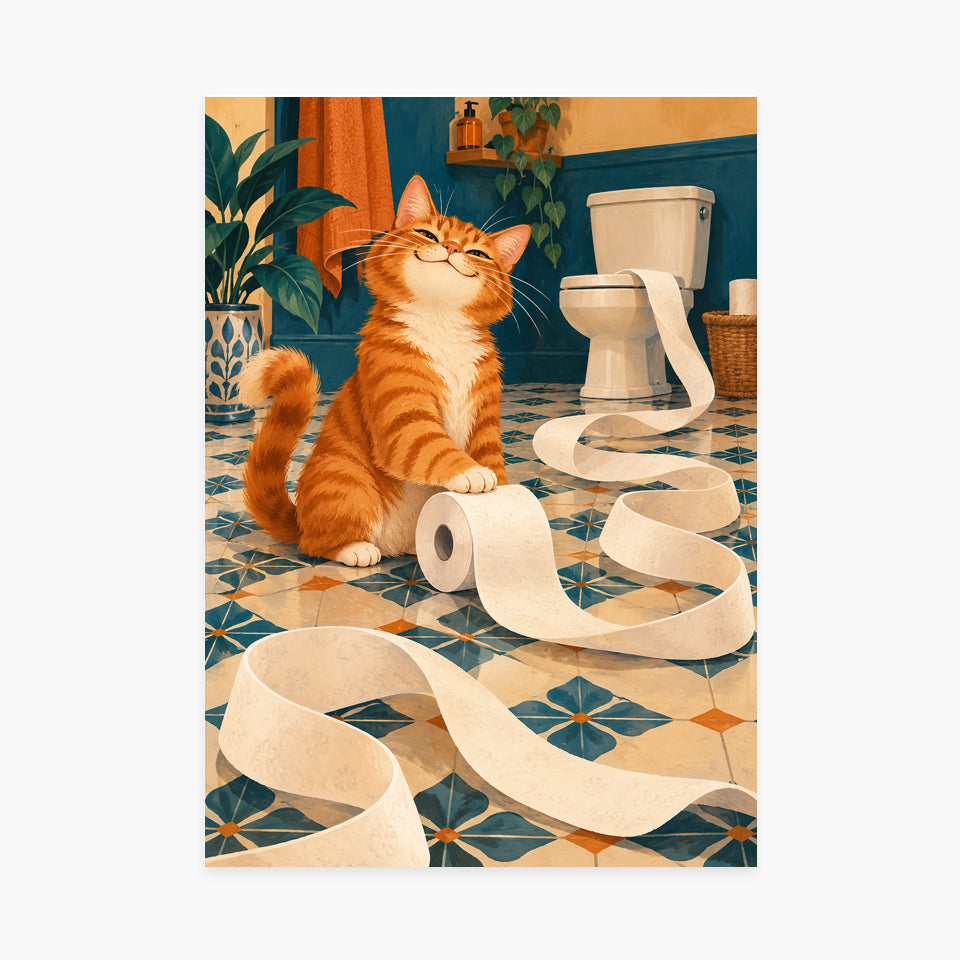 Affiche WC chat derouleur – sans cadre