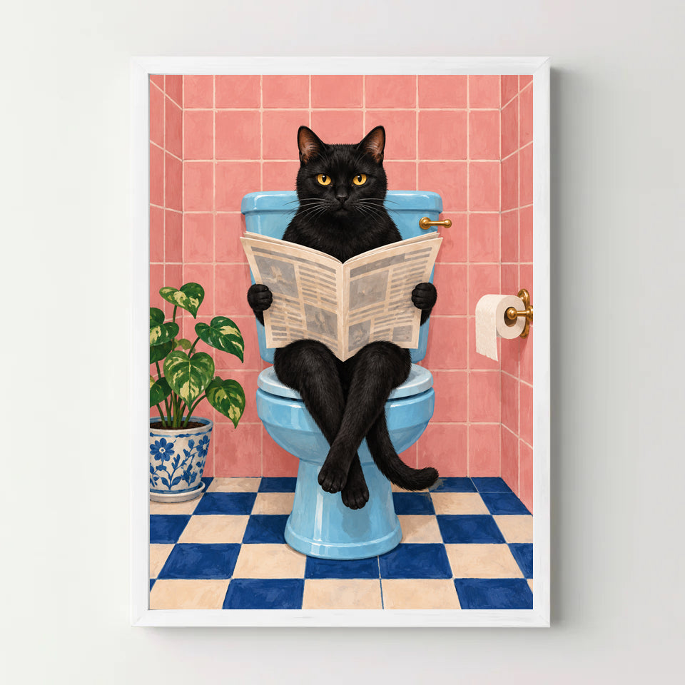 Affiche WC chat lecteur – blanc