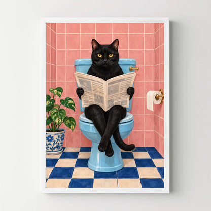 Affiche WC chat lecteur – blanc