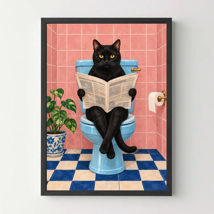 Affiche WC chat lecteur – noir
