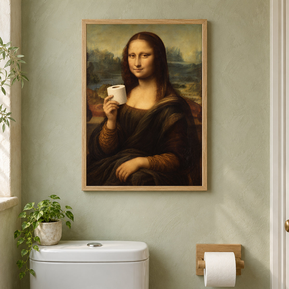 Affiche WC joconde – mise en situation dans les toilettes