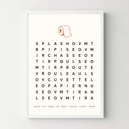 Affiche WC mots meles – blanc