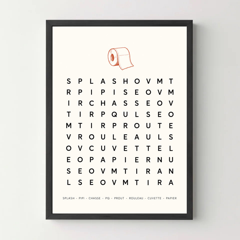 Affiche WC mots meles – noir