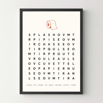 Affiche WC mots meles – noir