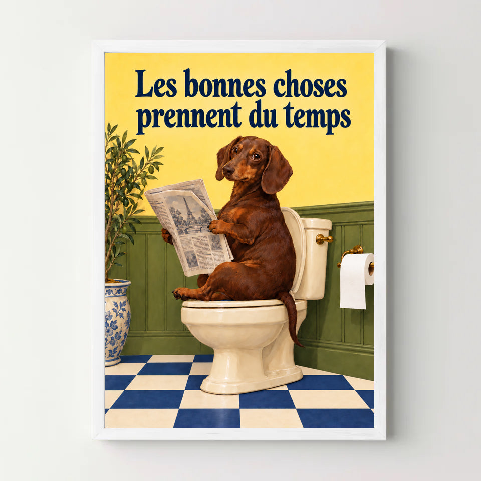 Affiche WC teckel corrige – blanc