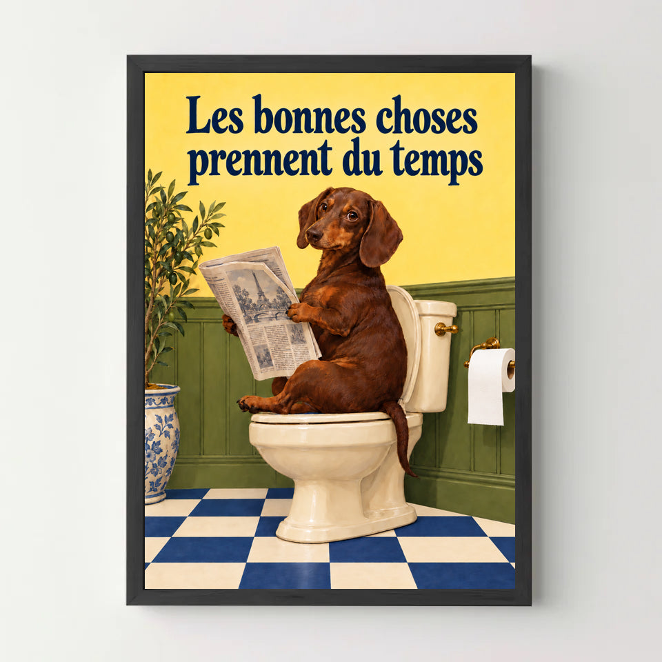 Affiche WC teckel corrige – noir