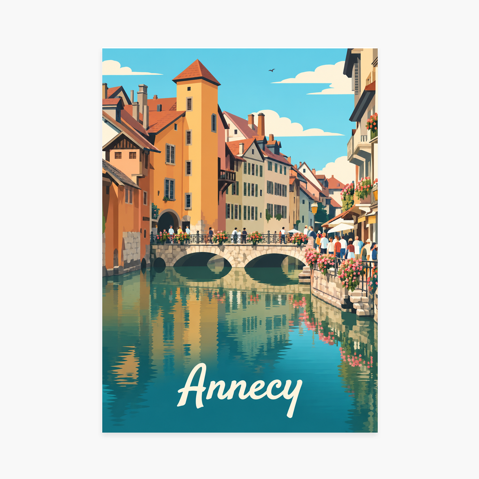Affiche ville - Annecy, les canaux du Thiou – sans cadre