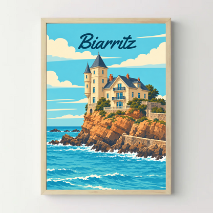 Affiche Biarritz – cadre bois