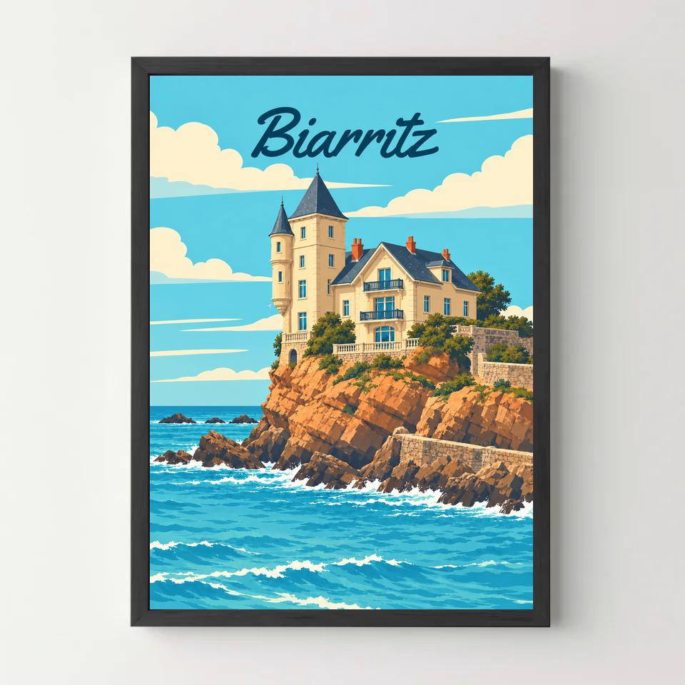 Affiche Biarritz – cadre noir
