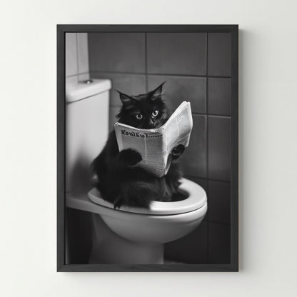 Affiche Humour WC - Chat aux toilettes - cestfrancais.fr