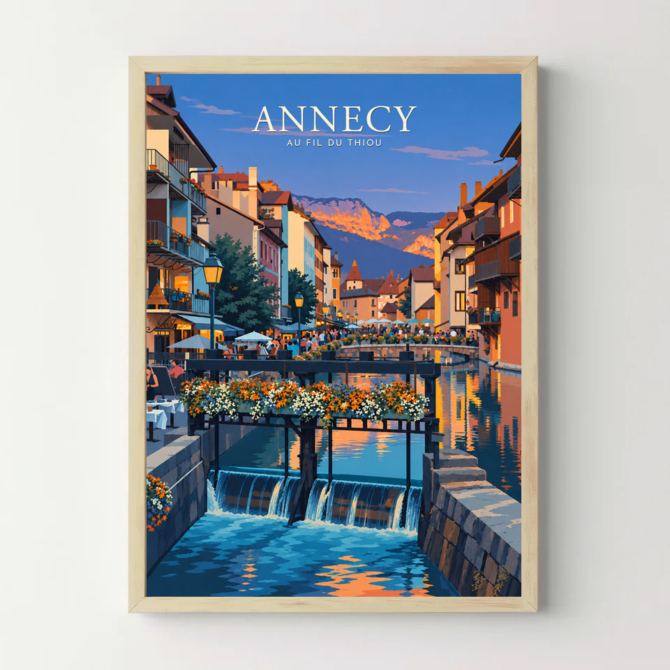Affiche Annecy – Au fil du Thiou — cadre bois