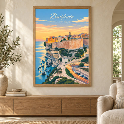 Affiche Bonifacio – Les falaises de Corse — mise en situation