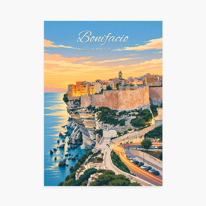 Affiche Bonifacio – Les falaises de Corse — sans cadre