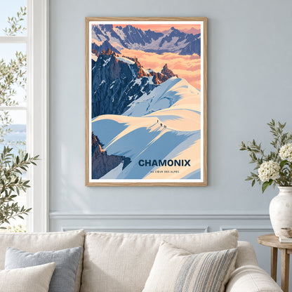 Affiche Chamonix – Au cœur des Alpes — mise en situation