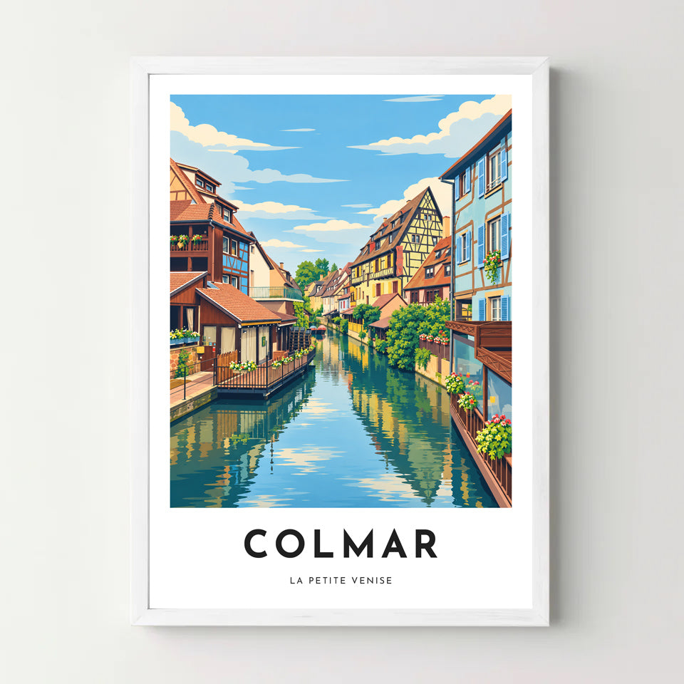 Affiche Colmar – La Petite Venise — cadre blanc