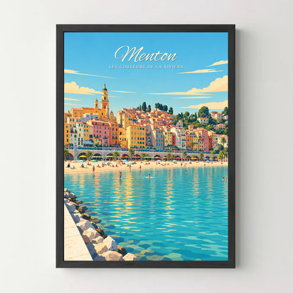 Affiche Menton – Les couleurs de la Riviera — cadre noir