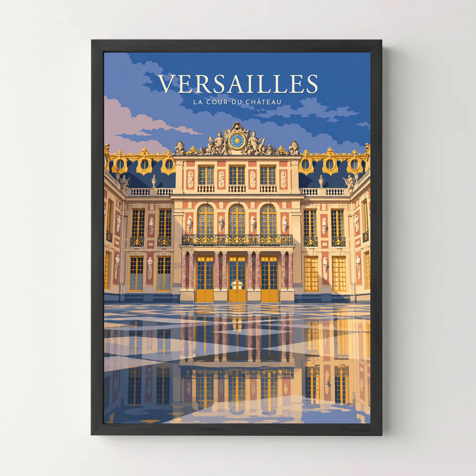 Affiche Versailles – La cour du château au crépuscule — cadre noir