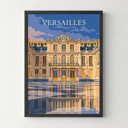 Affiche Versailles – La cour du château au crépuscule — cadre noir