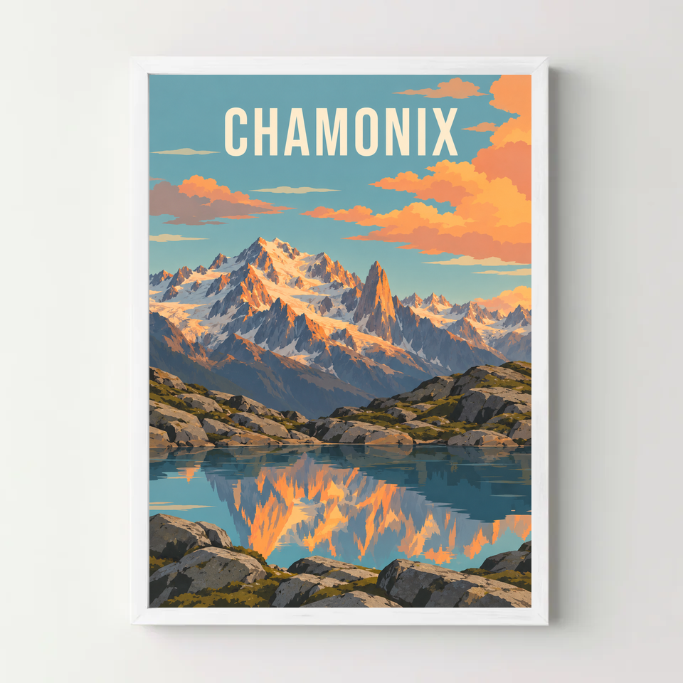 Affiche chamonix – cadre blanc