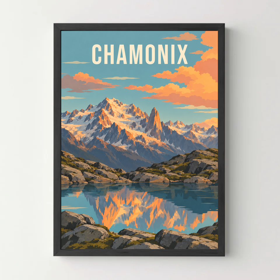 Affiche chamonix – cadre noir