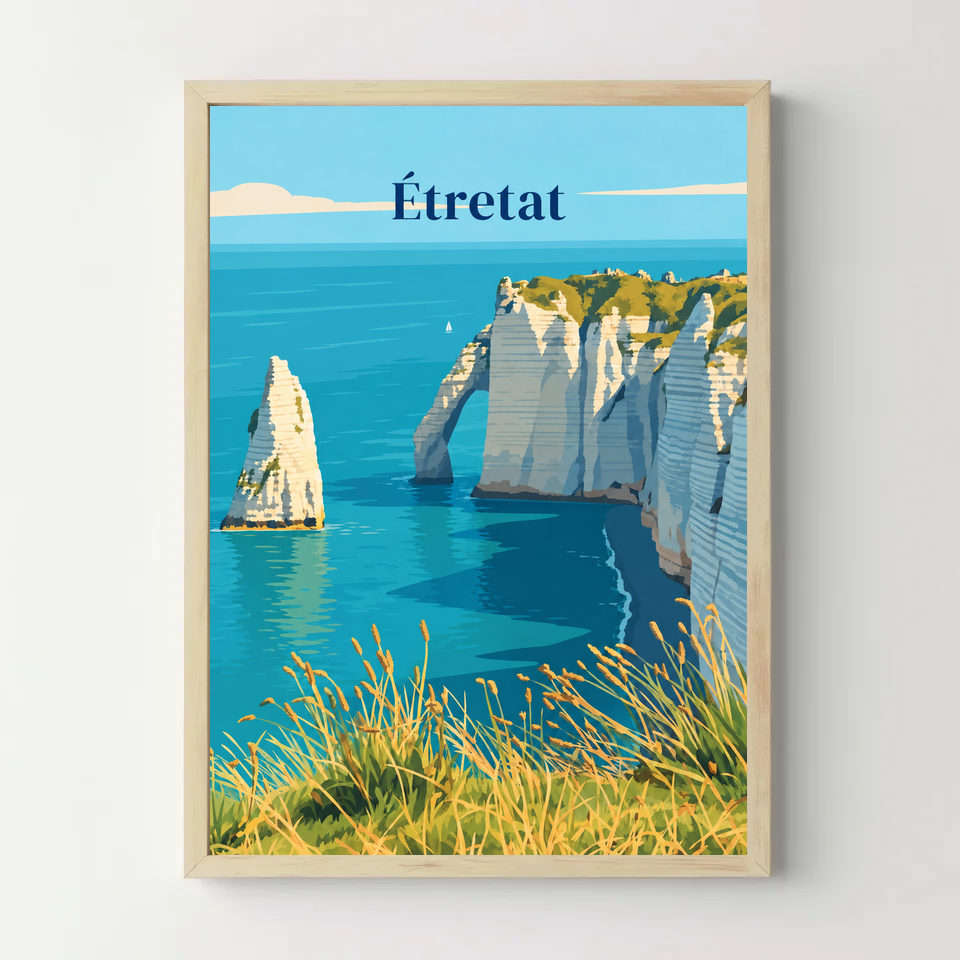 Affiche Étretat – cadre bois