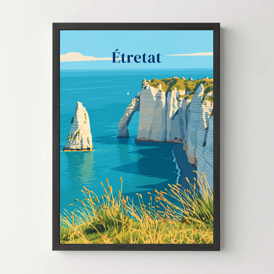 Affiche Étretat – cadre noir