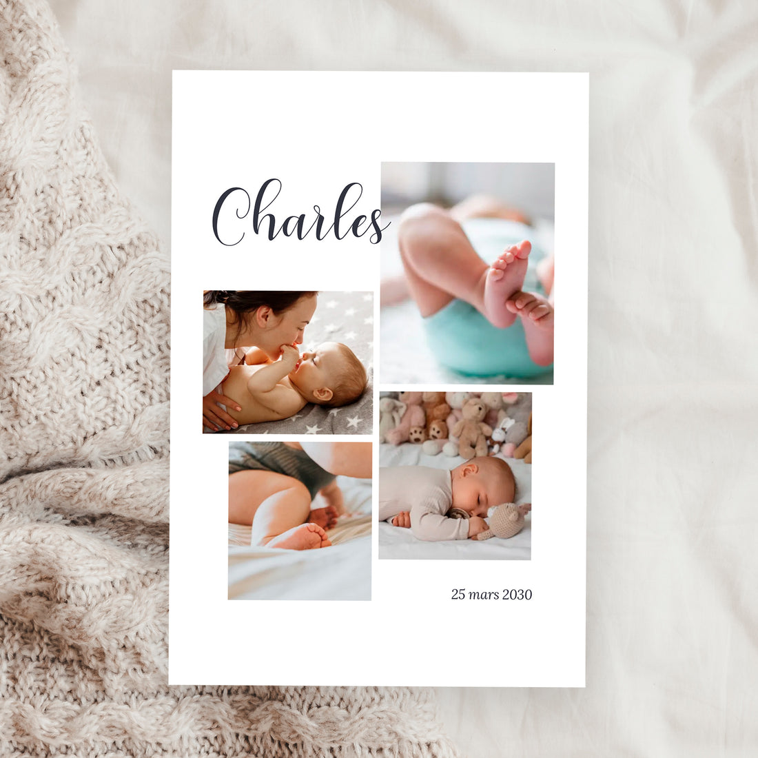 Faire-part naissance personnalisé - Collage photo