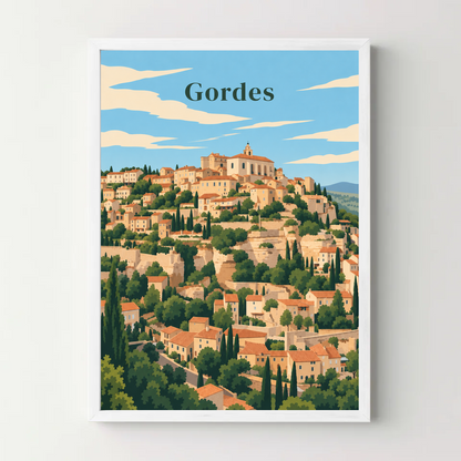 Affiche Gordes – cadre blanc