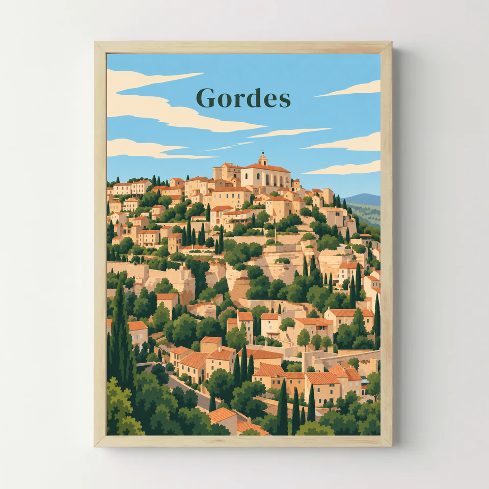 Affiche Gordes – cadre bois